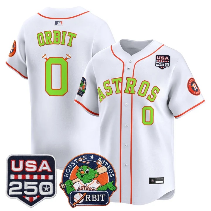 Men's Astros Orbit & 250 America Patch Vapor Premier Limited Jersey WHITE #0 orbit