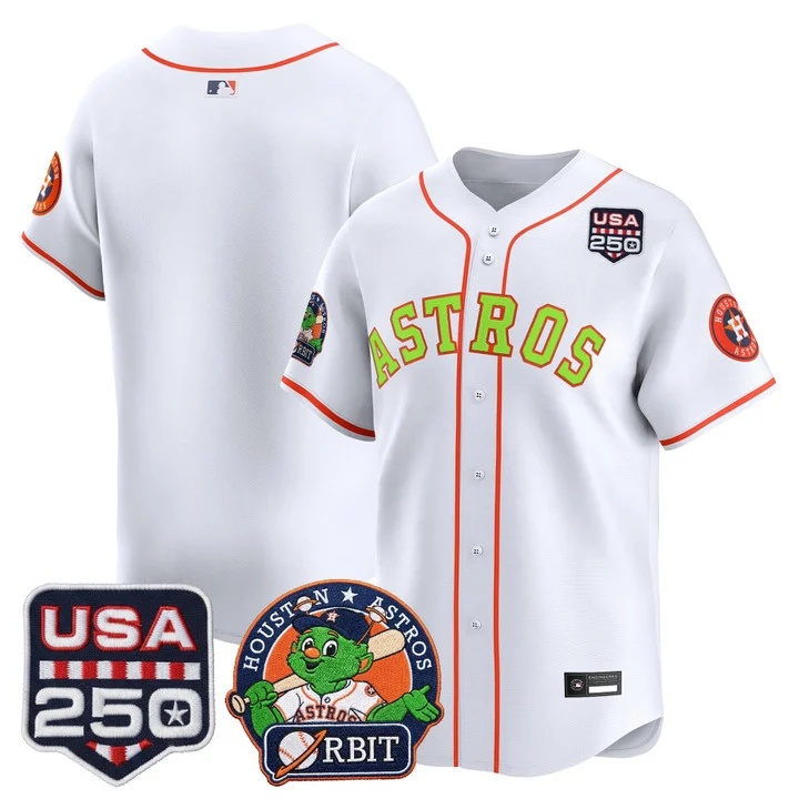 Men's Astros Orbit & 250 America Patch Vapor Premier Limited Jersey WHITE BLANK
