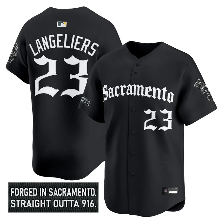 Men's Athletics 'Sacramento Gothic Edition' Vapor Premier Limited Jersey #23 Shea Langeliers