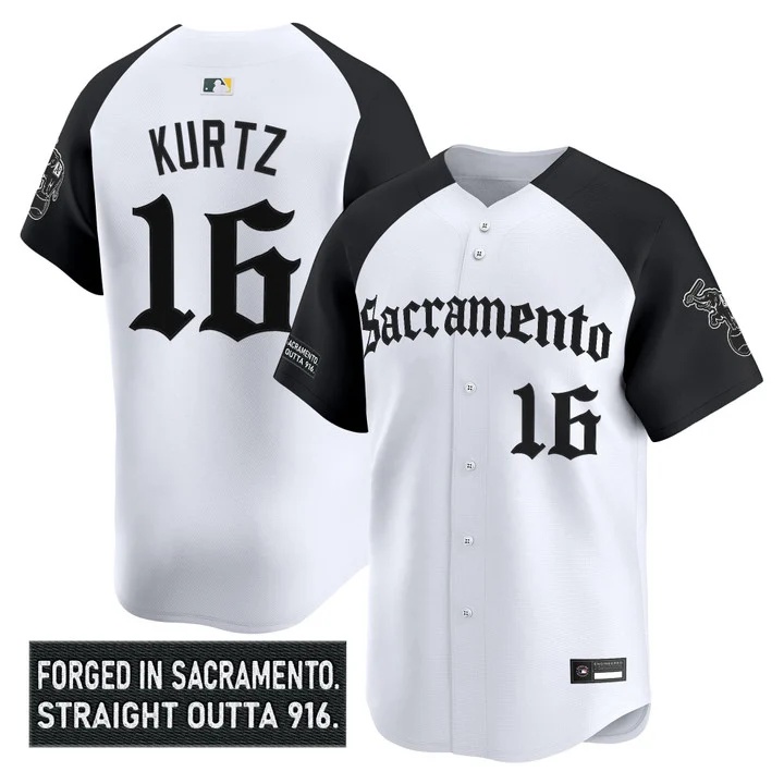 Men's Athletics 'Sacramento Gothic Edition' Vapor Premier Limited Jersey alternate #16 Nick Kurtz