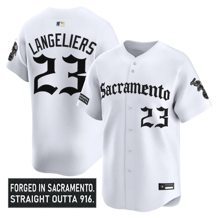 Men's Athletics 'Sacramento Gothic Edition' Vapor Premier Limited Jersey white #23 Shea Langeliers