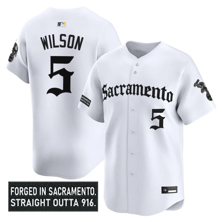 Men's Athletics 'Sacramento Gothic Edition' Vapor Premier Limited Jersey white #5 Jacob Wilson