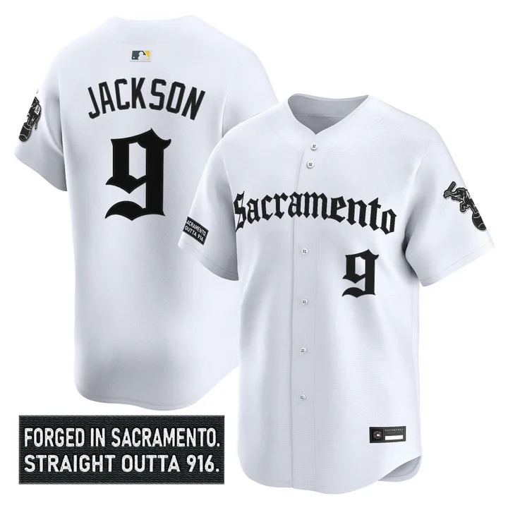 Men's Athletics 'Sacramento Gothic Edition' Vapor Premier Limited Jersey white #9 Reggie Jackson