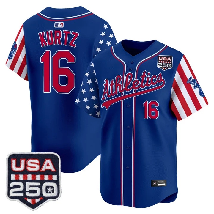 Men's Athletics America 250 Edition Vapor Premier Limited Jersey ROYAL #16 NICK KURTZ