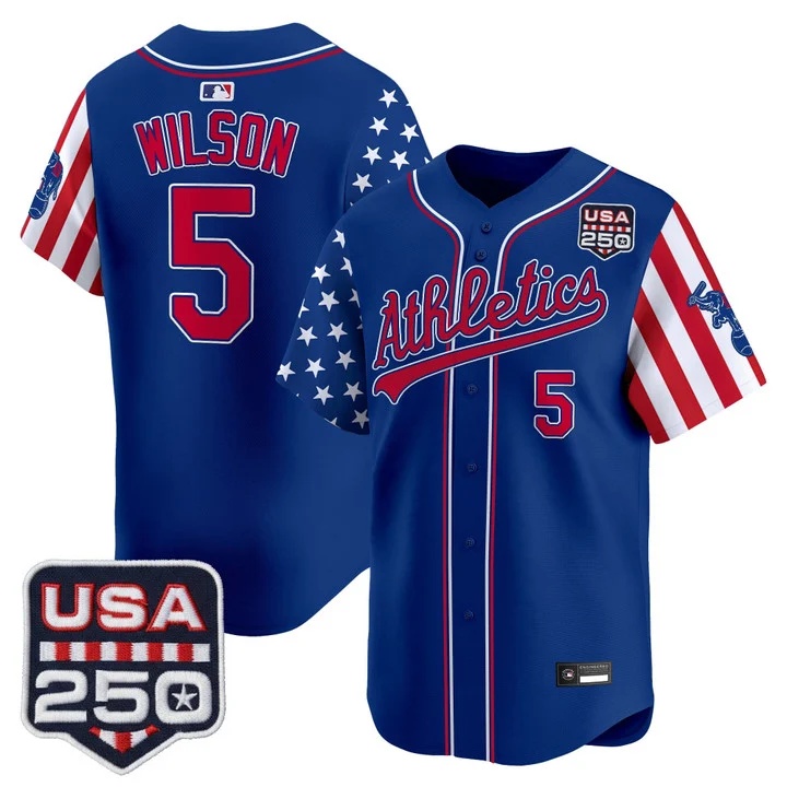 Men's Athletics America 250 Edition Vapor Premier Limited Jersey ROYAL #5 JACOB WILSON