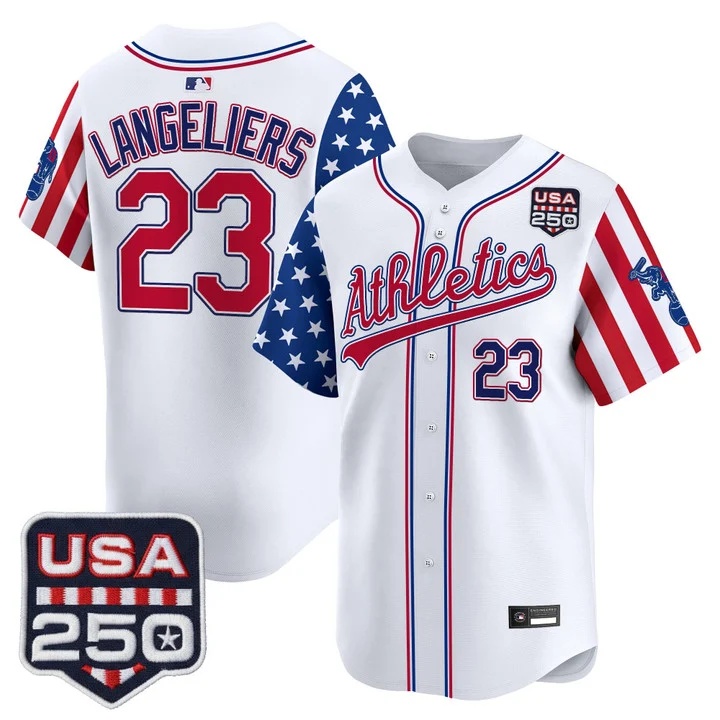 Men's Athletics America 250 Edition Vapor Premier Limited Jersey WHITE #23 SHEA LANGELIERS