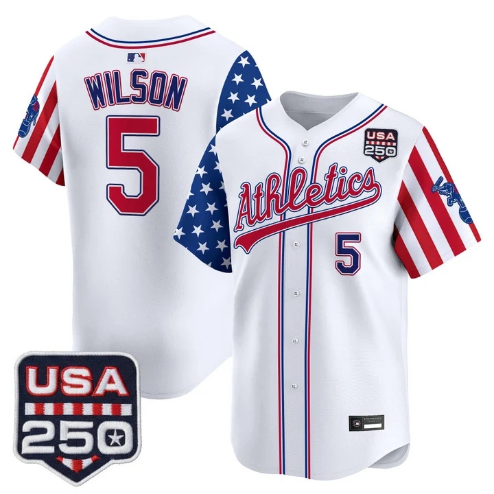 Men's Athletics America 250 Edition Vapor Premier Limited Jersey WHITE #5 JACOB WILSON