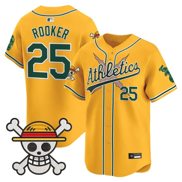 Men's Athletics x One Piece Vapor Premier Limited Jersey GOLD#25 BRENT ROOKER