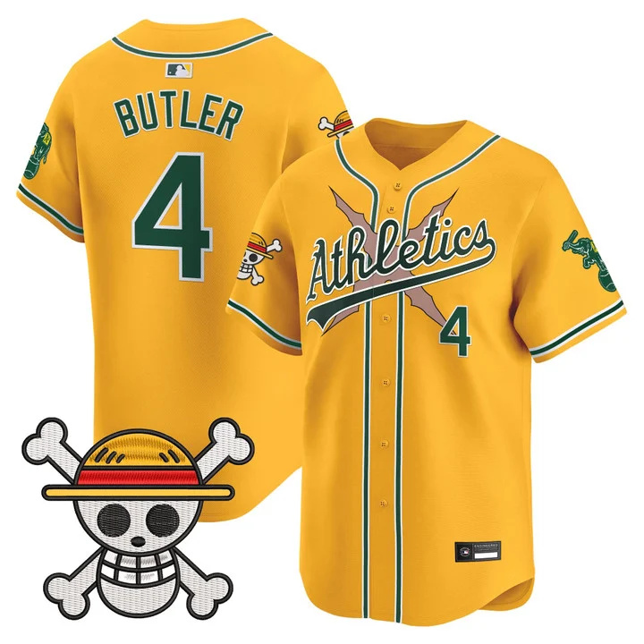 Men's Athletics x One Piece Vapor Premier Limited Jersey GOLD#4 LAWRENCE BUTLER