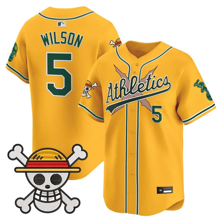 Men's Athletics x One Piece Vapor Premier Limited Jersey GOLD#5 JACOB WILSON
