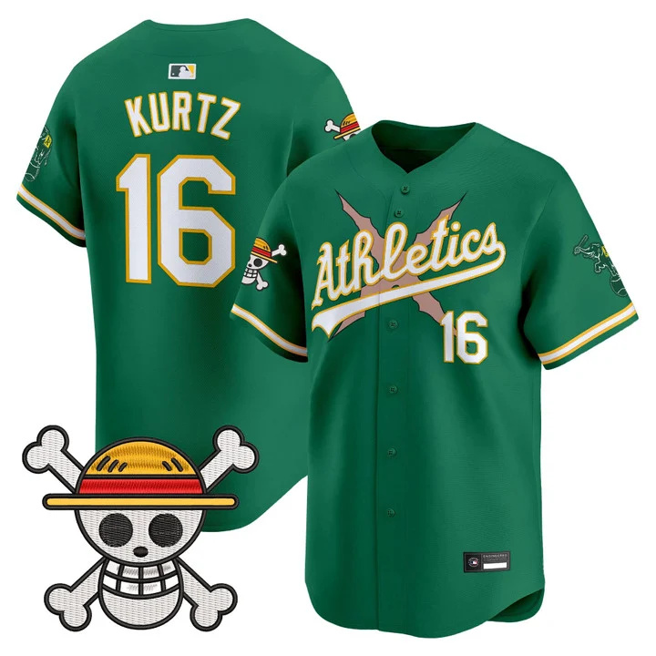 Men's Athletics x One Piece Vapor Premier Limited Jersey GREEN#16 NICK KURTZ