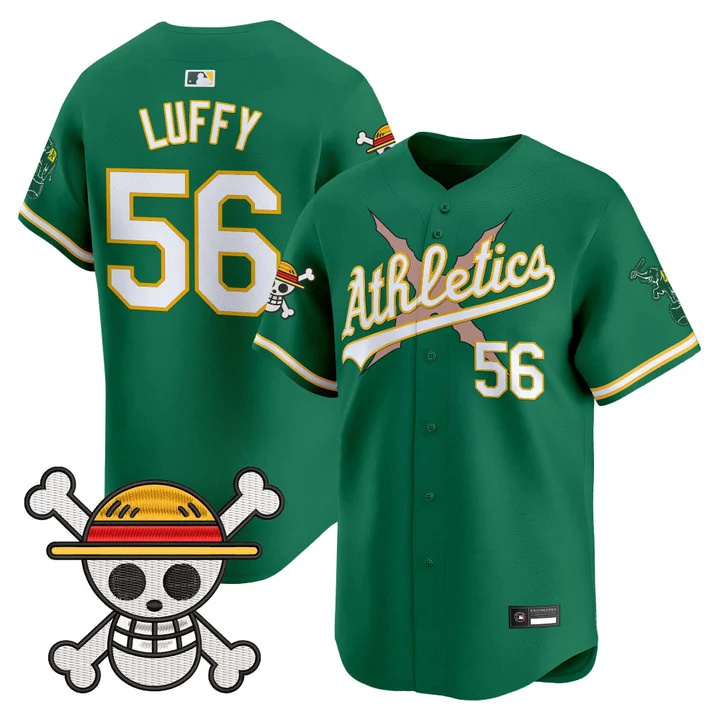 Men's Athletics x One Piece Vapor Premier Limited Jersey GREEN#56 LUFFY