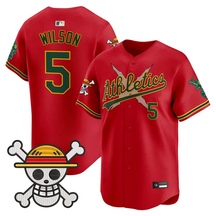 Men's Athletics x One Piece Vapor Premier Limited Jersey RED#5 JACOB WILSON