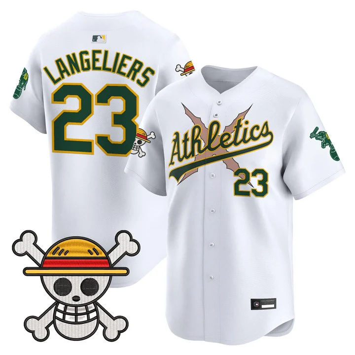 Men's Athletics x One Piece Vapor Premier Limited Jersey WHITE#23 SHEA LANGELIERS