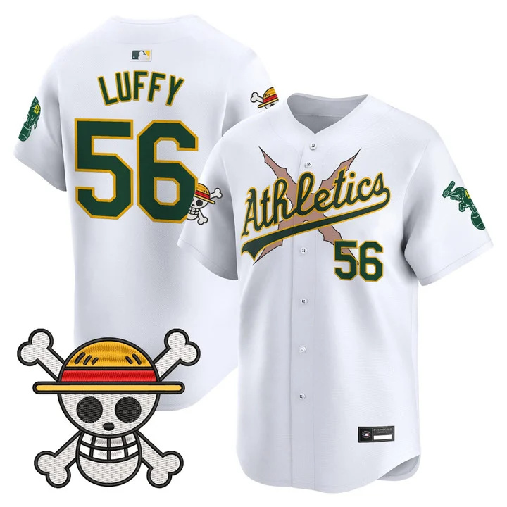 Men's Athletics x One Piece Vapor Premier Limited Jersey WHITE#56 LUFFY