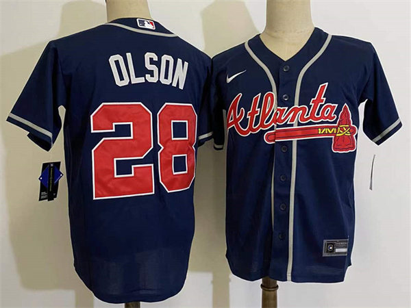 Men's Atlanta Braves #28 Matt Olson Nike Navy Alternate Cool Stitched Base Player Jersey