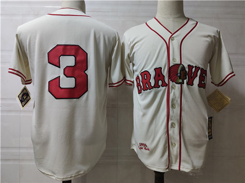 Men's Atlanta Braves #3 Babe Ruth 1935 Home Cream Majestic Cooperstown Collection Player Jerseys