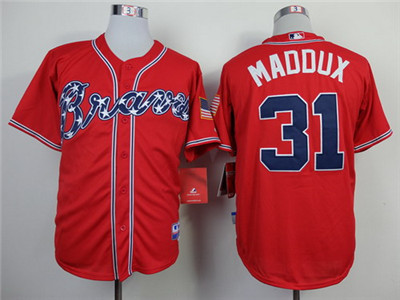 Men's Atlanta Braves #31 Greg Maddux 2014 Red Baseball Jersey