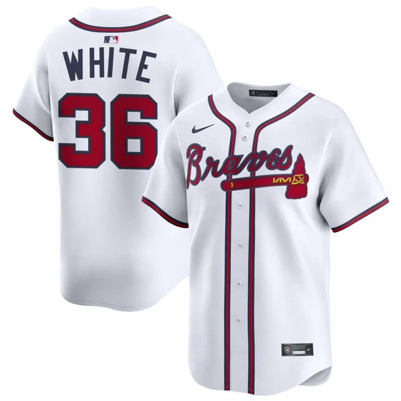 Men's Atlanta Braves #36 Eli White Nike Home White Limited Jersey 