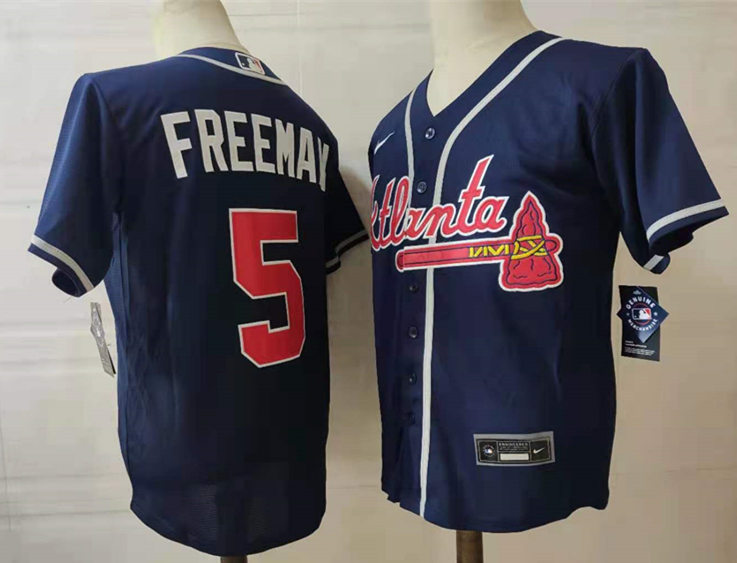 Men's Atlanta Braves #5 Freddie Freeman Nike Navy Alternate Cool Base Jerseys