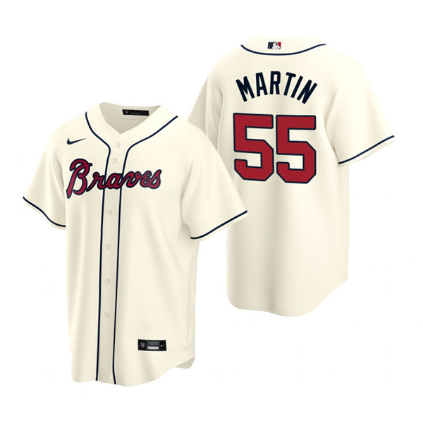 Men's Atlanta Braves #55 Chris Martin Nike Cream Alternate Cool Base Jersey