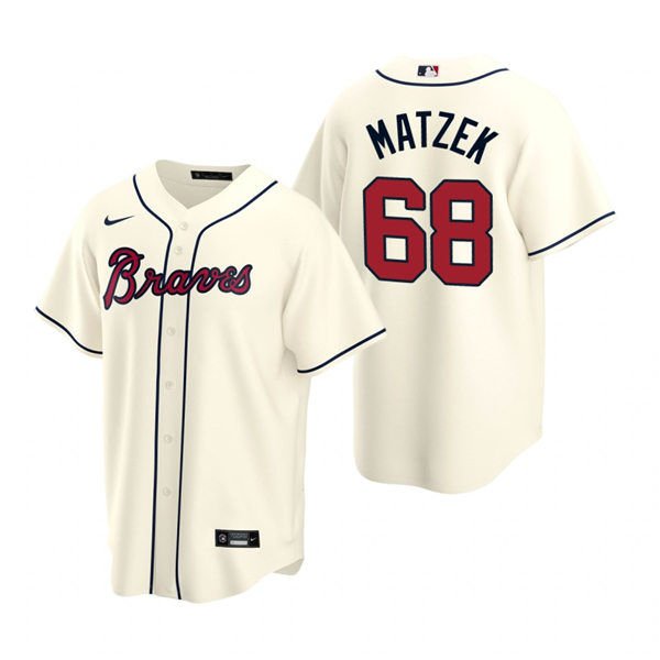 Men's Atlanta Braves #68 Tyler Matzek Nike Cream Alternate Cool Base Jersey