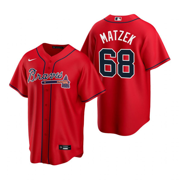 Men's Atlanta Braves #68 Tyler Matzek Nike Red Alternate Cool Base Jersey