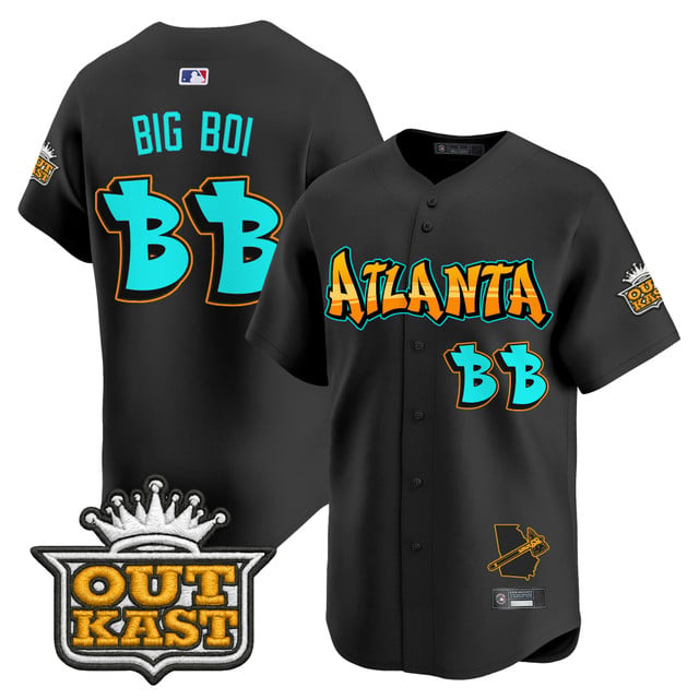 Men's Atlanta Braves 'Graffiti A-Town Edition' Vapor Premier Limited Jersey BLACK#BB BIG BOI
