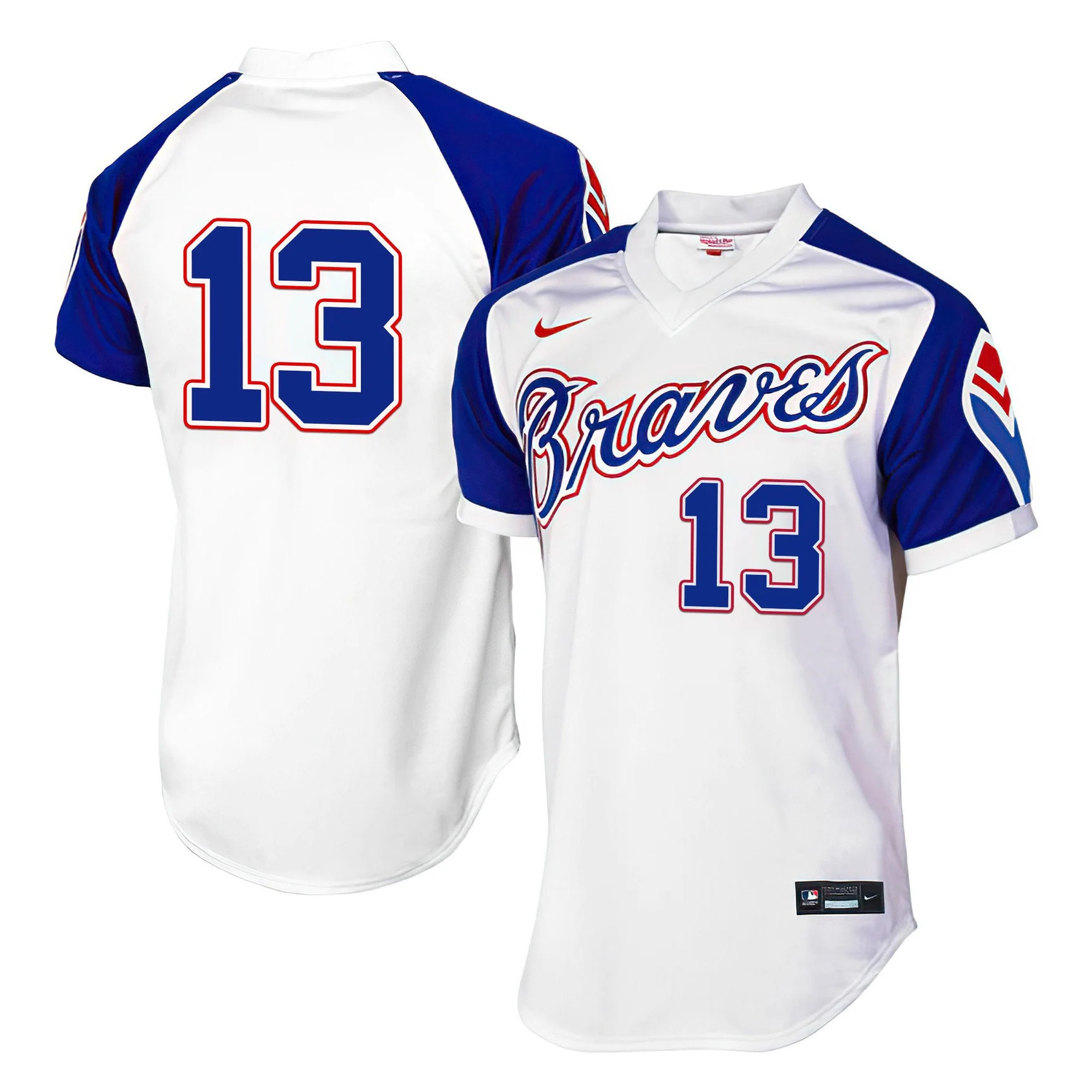 Men's Atlanta Braves 1974 Throwback Jersey 1974#13 RONALD ACUNA JR.