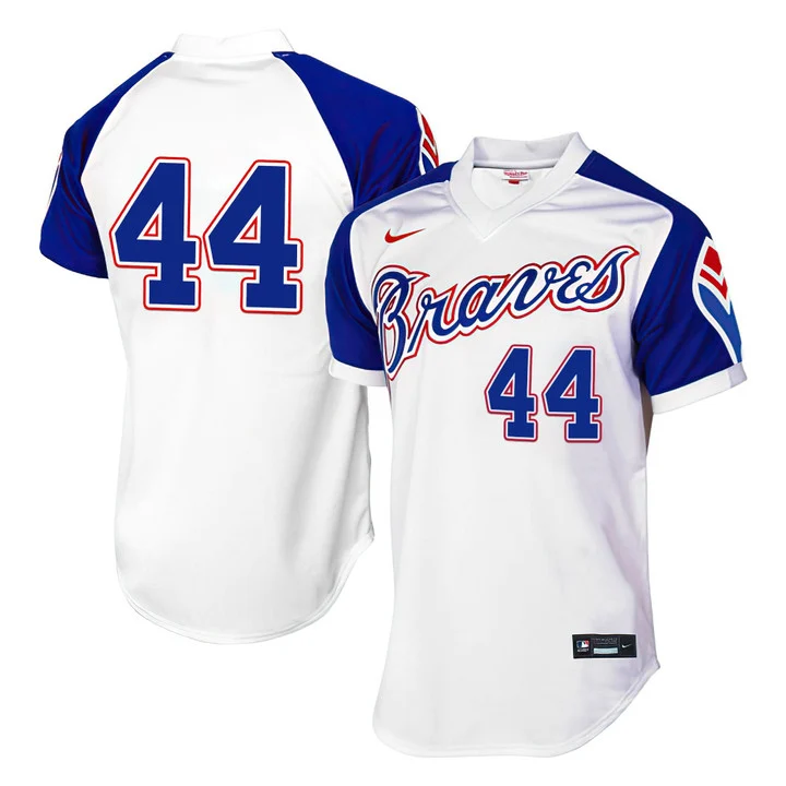 Men's Atlanta Braves 1974 Throwback Jersey 1974#44 HANK AARON