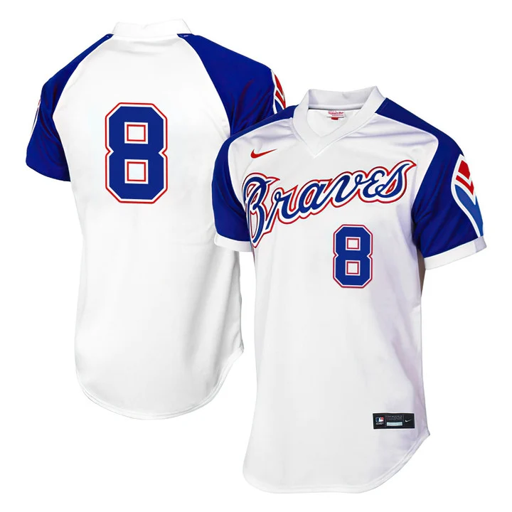 Men's Atlanta Braves 1974 Throwback Jersey 1974#8 EDDIE ROSARIO