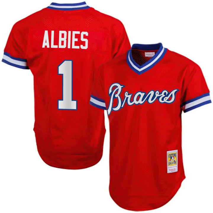 Men's Atlanta Braves 1974 Throwback Jersey 1980#1  OZZIE ALBIES