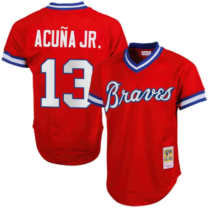 Men's Atlanta Braves 1974 Throwback Jersey 1980#13 RONALD ACUNA JR.