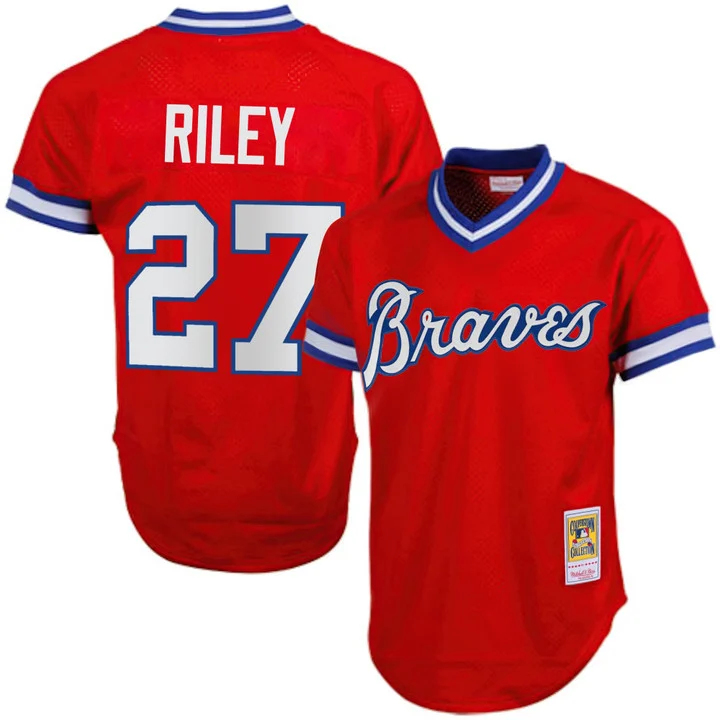 Men's Atlanta Braves 1974 Throwback Jersey 1980#27 AUSTIN RILEY