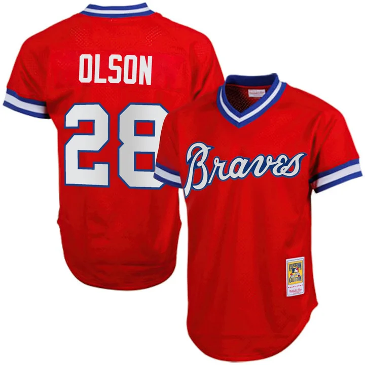 Men's Atlanta Braves 1974 Throwback Jersey 1980#28 MATT OLSON
