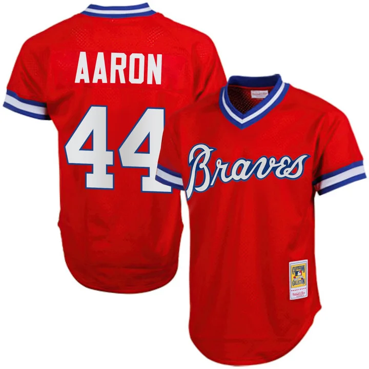 Men's Atlanta Braves 1974 Throwback Jersey 1980#44 HANK AARON