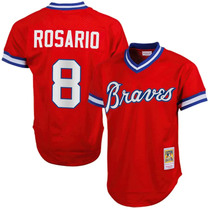 Men's Atlanta Braves 1974 Throwback Jersey 1980#8 EDDIE ROSARIO