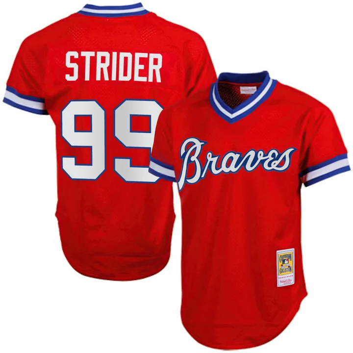 Men's Atlanta Braves 1974 Throwback Jersey 1980#99 SPENCER STRIDER