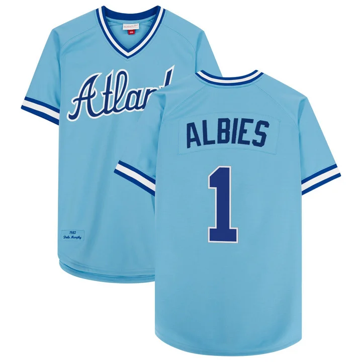 Men's Atlanta Braves 1974 Throwback Jersey 1982#1  OZZIE ALBIES