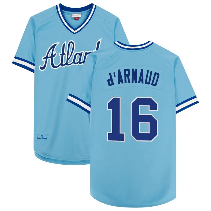 Men's Atlanta Braves 1974 Throwback Jersey 1982#16 TRAVIS D'ARNAUD