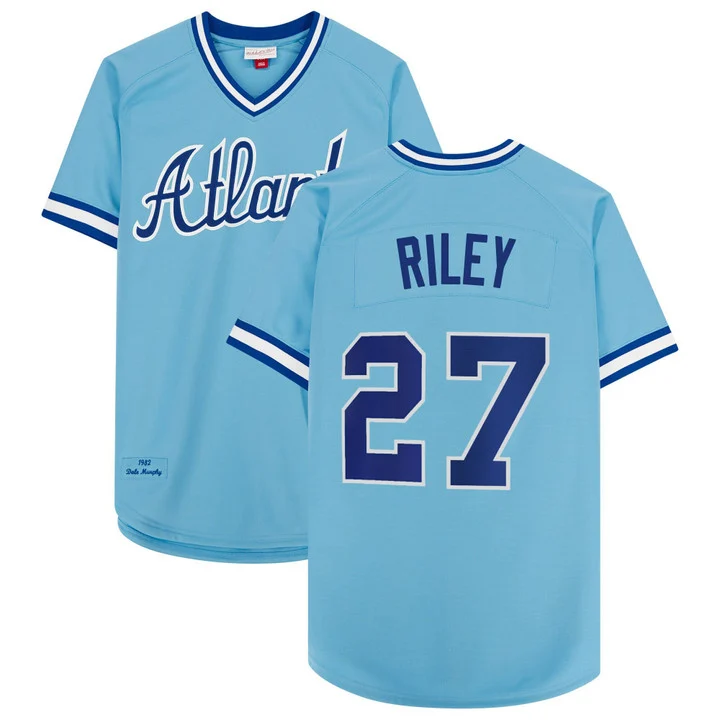 Men's Atlanta Braves 1974 Throwback Jersey 1982#27 AUSTIN RILEY