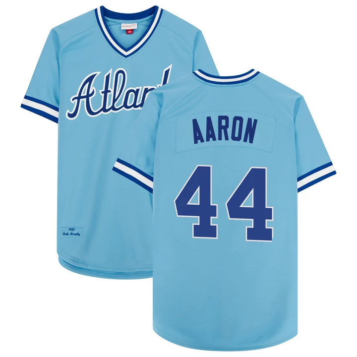 Men's Atlanta Braves 1974 Throwback Jersey 1982#44 HANK AARON