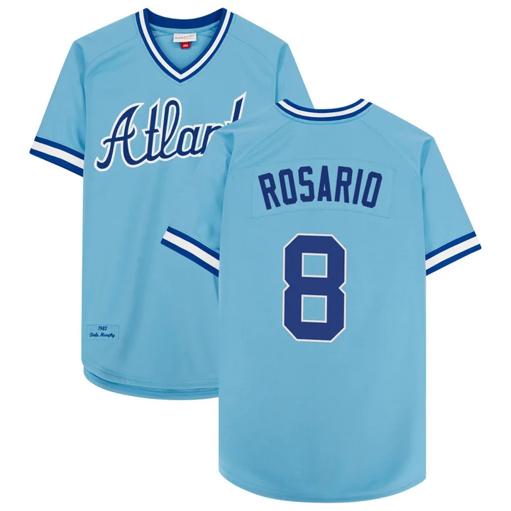 Men's Atlanta Braves 1974 Throwback Jersey 1982#8 EDDIE ROSARIO