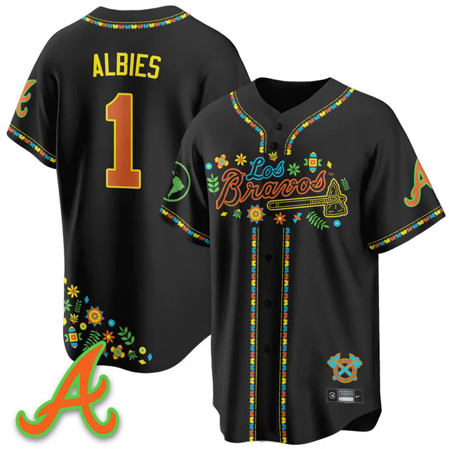 Men's Atlanta Braves 2025 Los Bravos Jersey #1 ozzie albies.webp