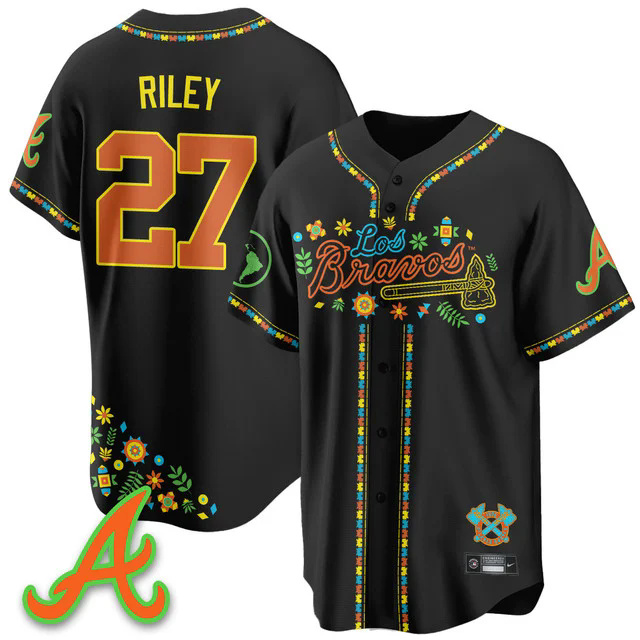 Men's Atlanta Braves 2025 Los Bravos Jersey #27 austin riley.webp