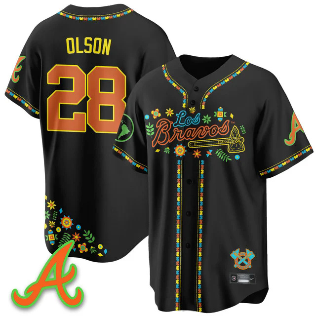 Men's Atlanta Braves 2025 Los Bravos Jersey #28 matt olson.webp