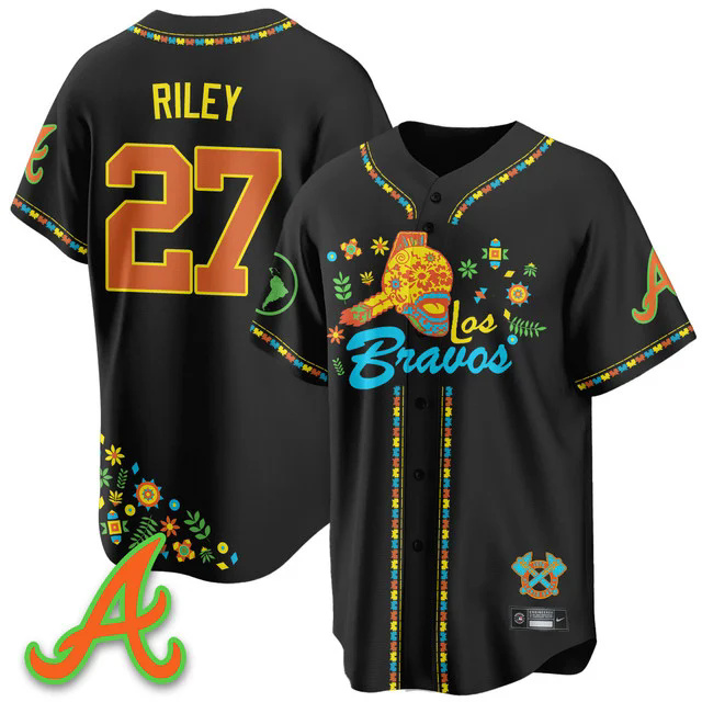 Men's Atlanta Braves 2025 Los Bravos Jersey V2 #27 austin riley.webp