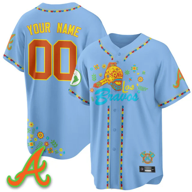 Men's Atlanta Braves 2025 Los Bravos Jersey V2 blue custom.webp