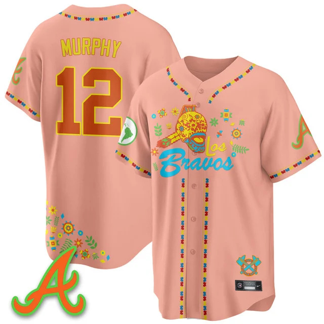 Men's Atlanta Braves 2025 Los Bravos Jersey V2 peaches #12 sean murphy.webp