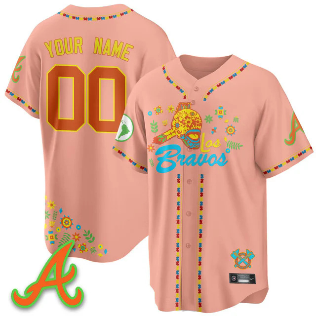 Men's Atlanta Braves 2025 Los Bravos Jersey V2 peaches custom.webp